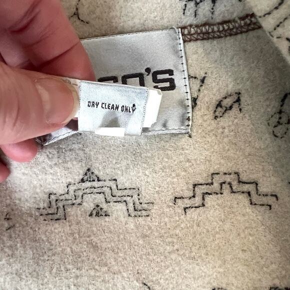 Chico’s Wool Blend Button Jacket Hieroglyphic Print Lining Brown Size 1 (M) - Picture 12 of 12